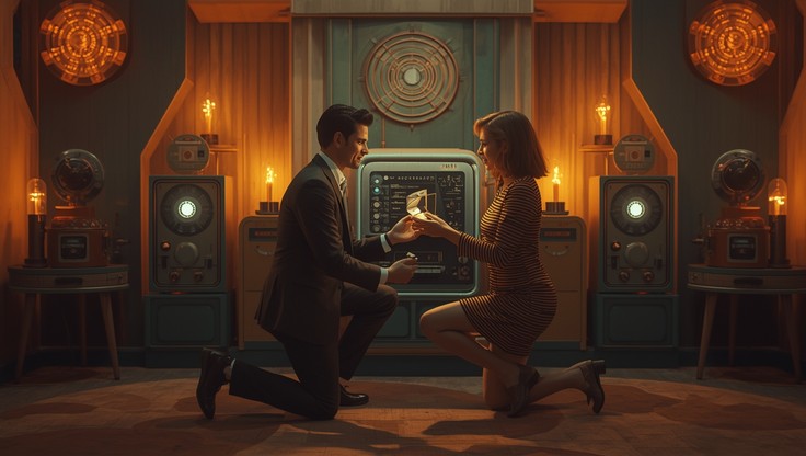 Free Retrofuturistic Proposal Scene Image - Proposal, Engagement ...