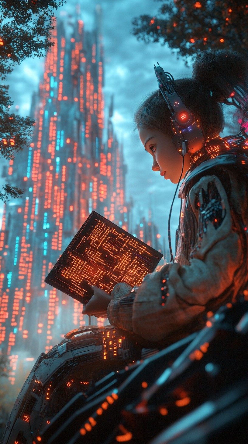 Free Cybernetic Reading Moment Image - Futuristic, Cybernetic, Girl ...