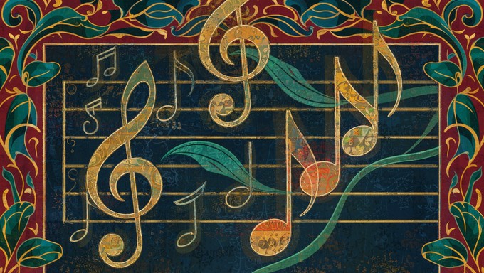 Free Illuminated Music Notes Image - Illustration, Ornate, Musical ...