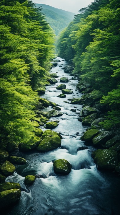 Moist Rivers Free Misty river scenery Image - River, Forest, Moss | Download at ...