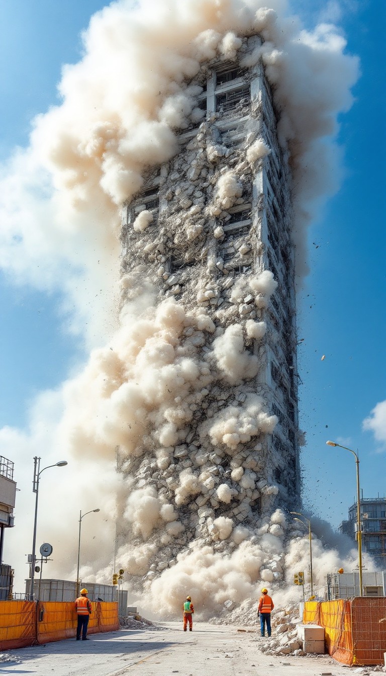 Free Tower Falls Dramatically Image - Demolition, Collapse, Dust ...