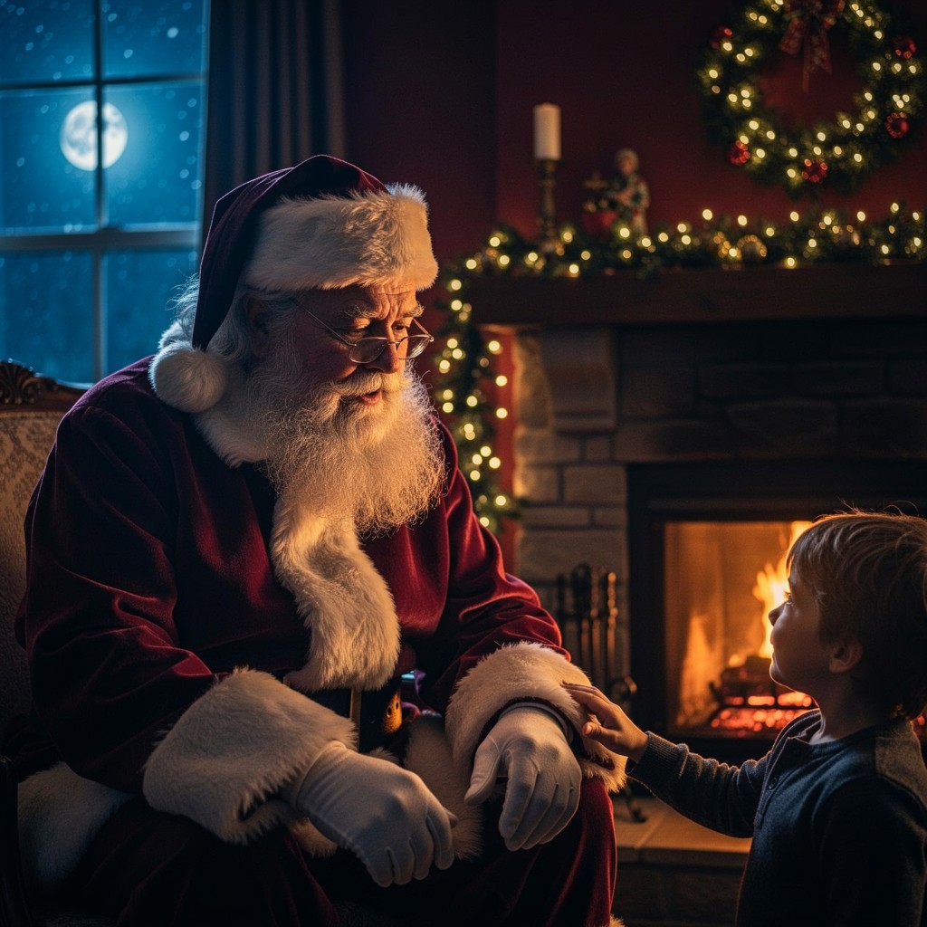 Santa Reflection Free Santa's Magical Moment Image - Santa, Christmas, Fireplace ...