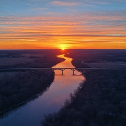 Free Sunset over bridge Image - Sunset, Bridge, River | Download at ...