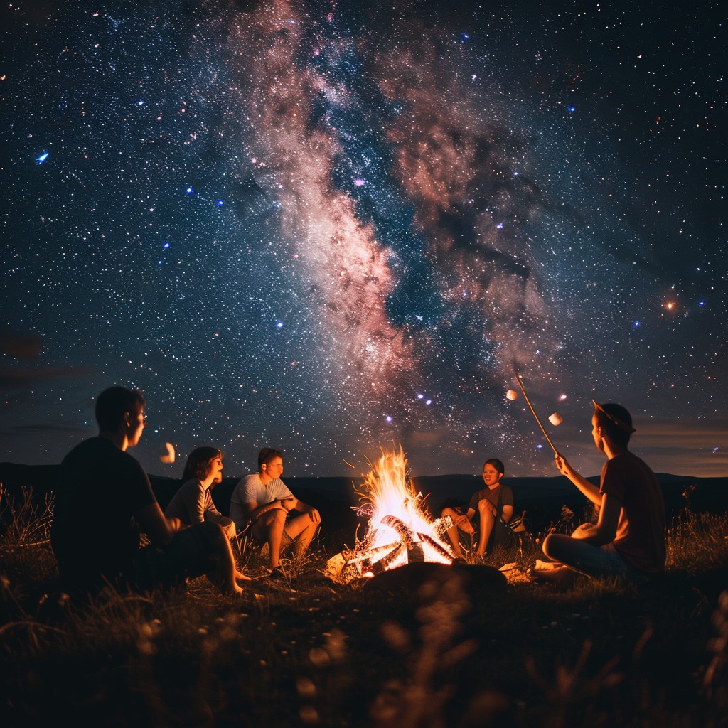 Free Starry Campfire Gathering Image - Stars, Campfire, Friends ...