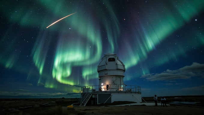 Colour Observatory Free Observatory Under Aurora Photo - Aurora, Observatory, Borealis ...