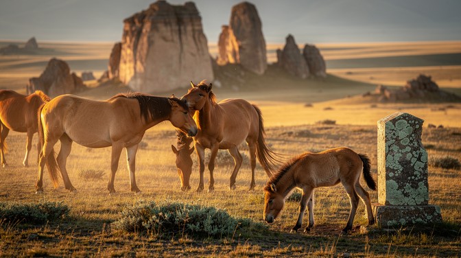 Free Ancient Steppe Sunset Image Horses Wildlife Mongolia free-ancient-steppe-sunset-image-horses-wildlife-mongolia