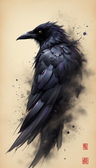 Free Mystic Raven Art Image - Raven, Sumi-e, Ink | Download at StockCake