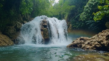 Tropical Waterfall Pattern Free Verdant Tropical Waterfall Image - Waterfall, Tropical, Green ...