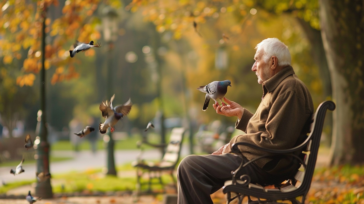 Free Man Feeding Birds Image - Elderly, Man, Birds | Download at StockCake