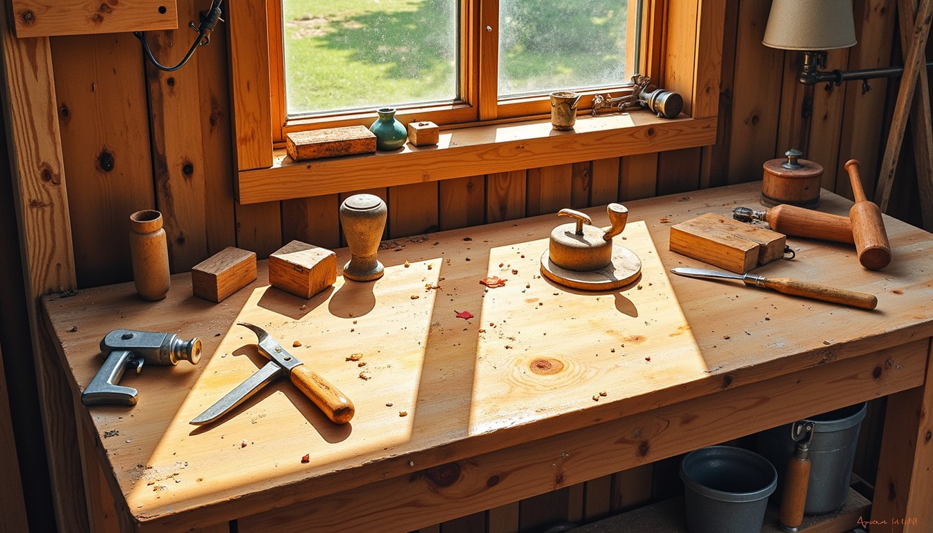 Free Artisan's Workbench Scene Image - Carpentry, Woodworking ...
