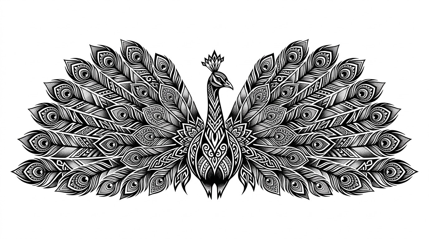 Free Geometric Peacock Tattoo Image - Blackwork, Tattoo, Geometric ...