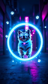 Perro Neon Free Cyberpunk Canine Leaps Image - Cyberpunk, Neon, Dog | Download at ...