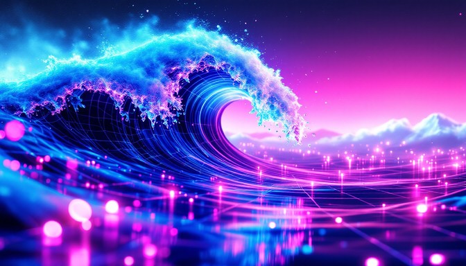 Neon Wave Riding Free Neon Wave Crashes Image - Wave, Ocean, Cyberpunk | Download at ...
