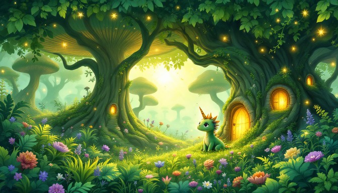 Free Enchanted Forest Creature Image - Dragon, Unicorn, Forest ...