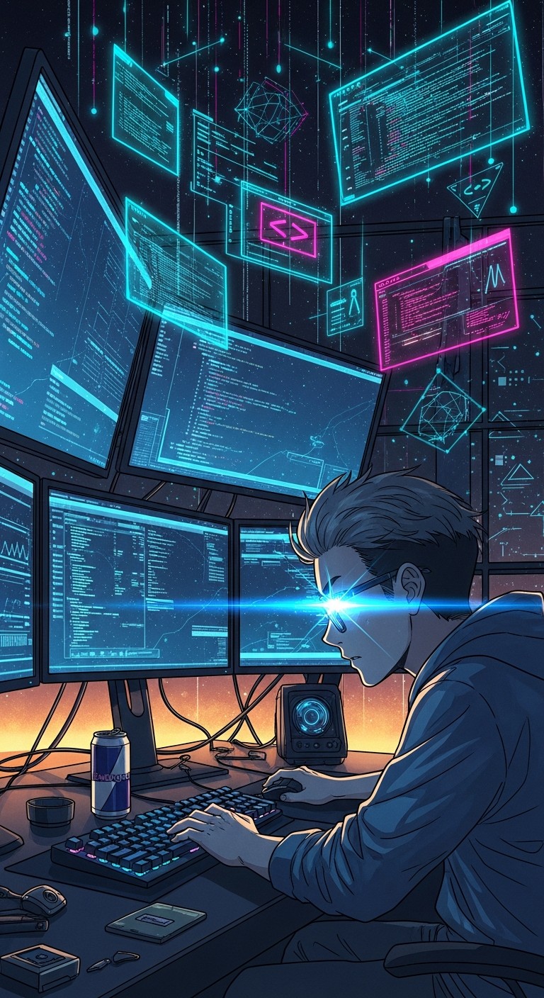 Free Neon Code Focus Image - Programmer, Anime, Illustration | Download ...