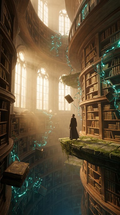 Free Infinite Library Realm Image - Library, Fantasy, Surreal ...
