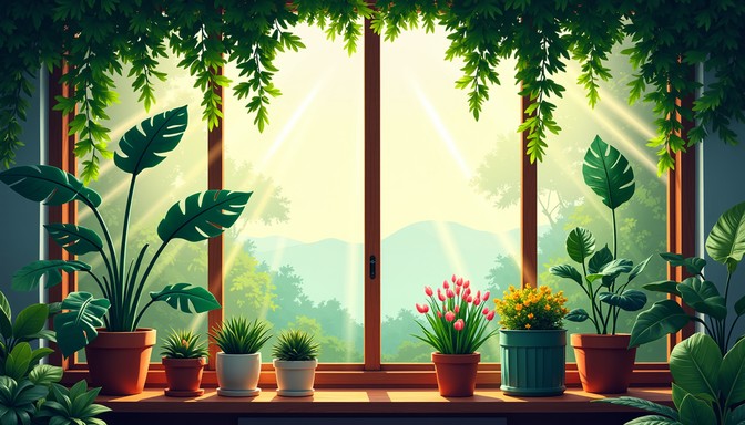 Free Botanical Window Sanctuary Image - Plants, Monstera, Windowsill ...
