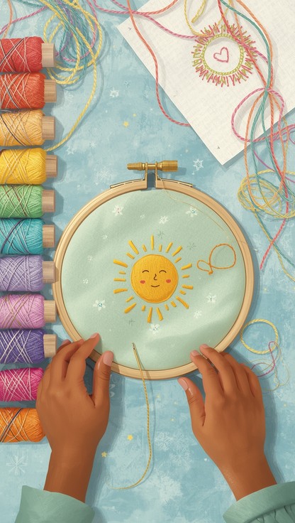 Free Sunshine Embroidery Lesson Image - Embroidery, Needlework, Child ...