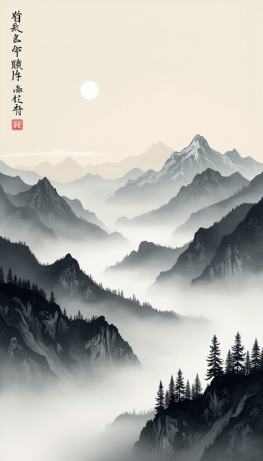 Free Misty Mountain Layers Image - Mountains, Landscape, Painting ...