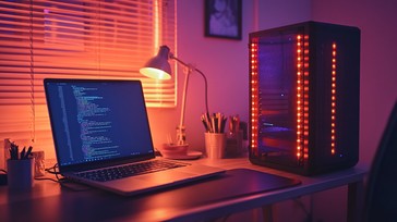 Free Tech workspace glow Image - Technology, Workspace, Coding ...