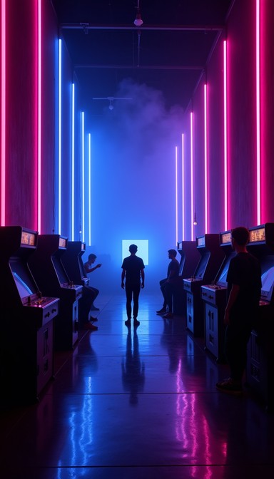 Free Neon Arcade Dreams Image - Arcade, Neon, Silhouette | Download at ...
