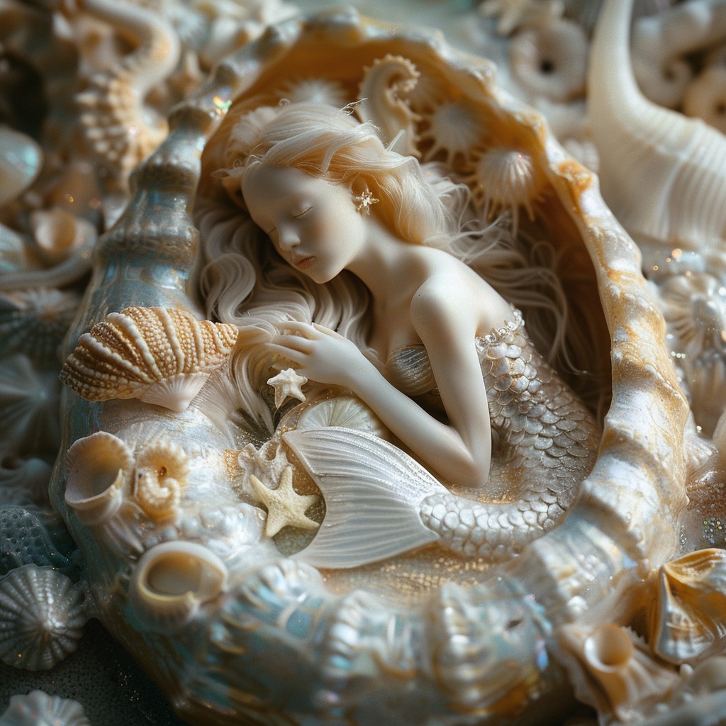 Free Mermaid Shell Art Image - Mermaid, Sculpture, Seashells | Download ...
