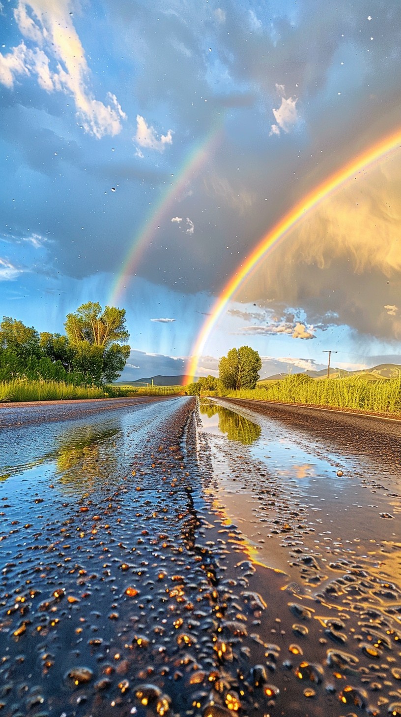 Free Rainbow After Rain Image - Rainbow, Double, Road | Download at ...