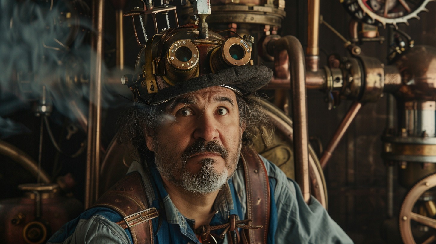 Free Steampunk Inventor Ponders Image - Steampunk, Inventor, Workshop ...
