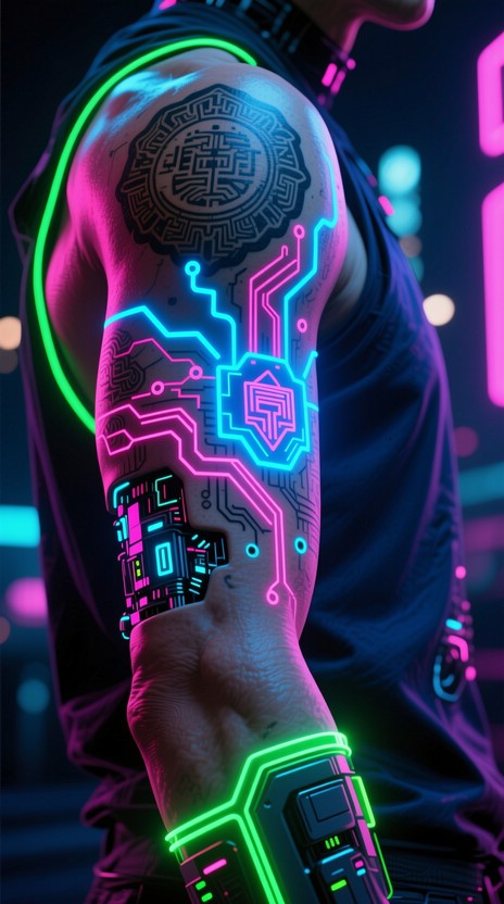 Free Cyberpunk Tattoo Glows Image - Cyberpunk, Tattoo, Neon | Download ...