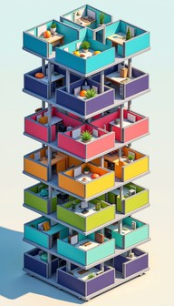 Stack Cubicles Free Vibrant Cubicle Tower Image - Isometric, Cubicles, Colorful ...