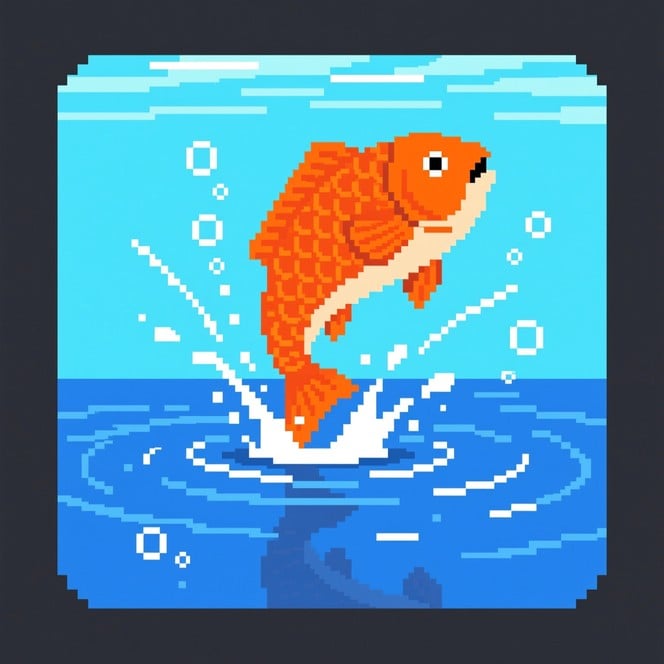 Free Leaping Pixel Fish Image - Pixelart, Fish, Orange | Download at ...