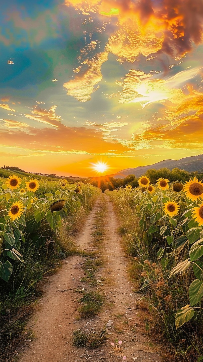 Free Sunflower Sunset Path Image - Sunset, Sunflowers, Path | Download ...
