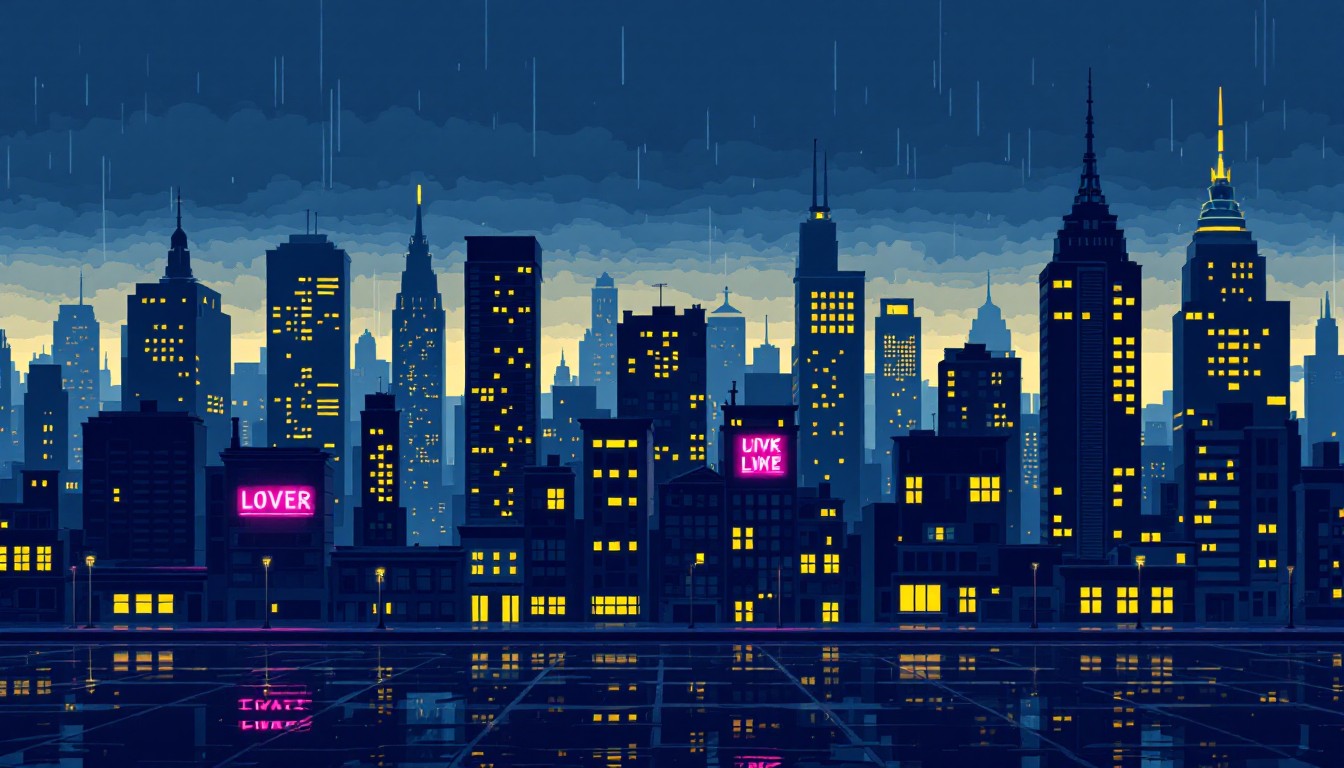 Free Neon Pixel Skyline Image - Cityscape, Pixel, Twilight | Download ...