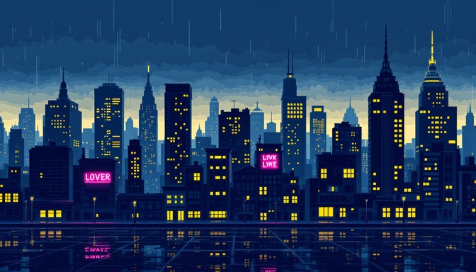 Free Neon City Rain Image - Cityscape, Pixel, Neon | Download at StockCake