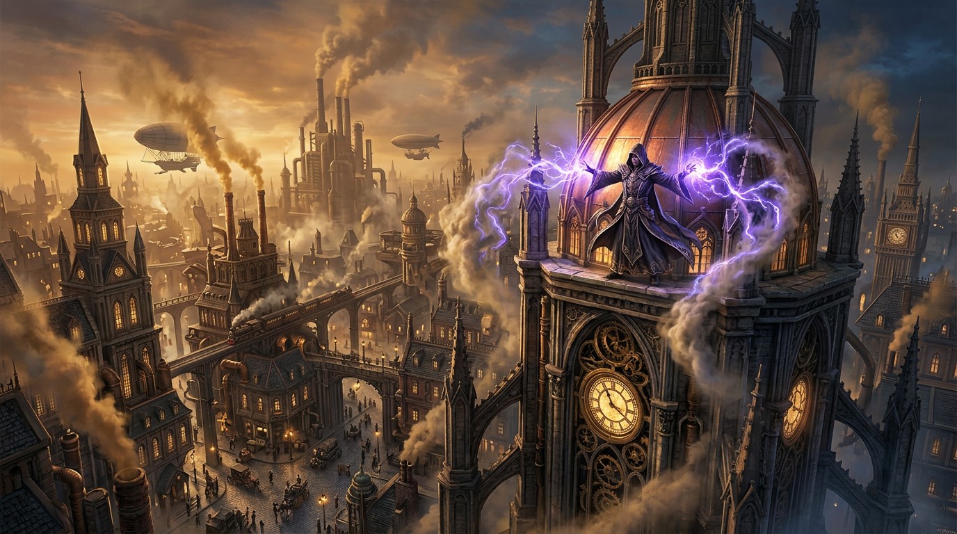 Magipunk Free Steampunk Magic City Image - Steampunk, Mage, Wizard | Download at ...