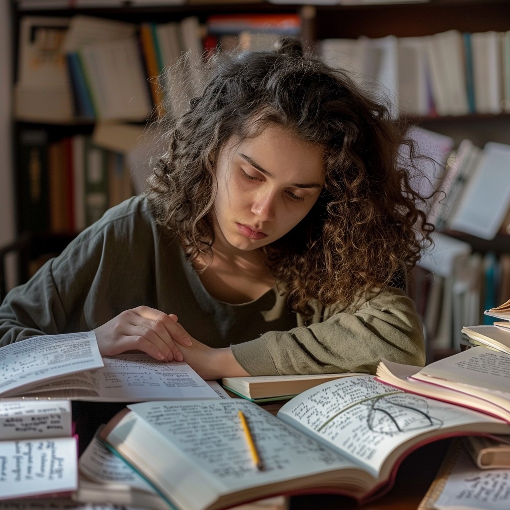 Free Studious Curly-haired Student Image - Studying, Library, Books ...