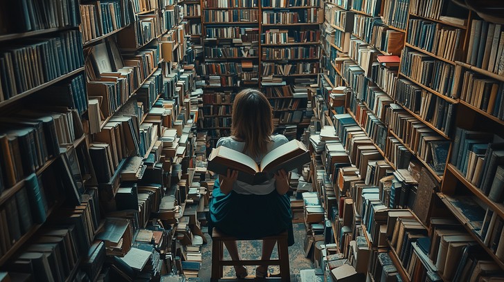 Library Reads Free Reading in Library Image - Woman, Reading, Library | Download at ...