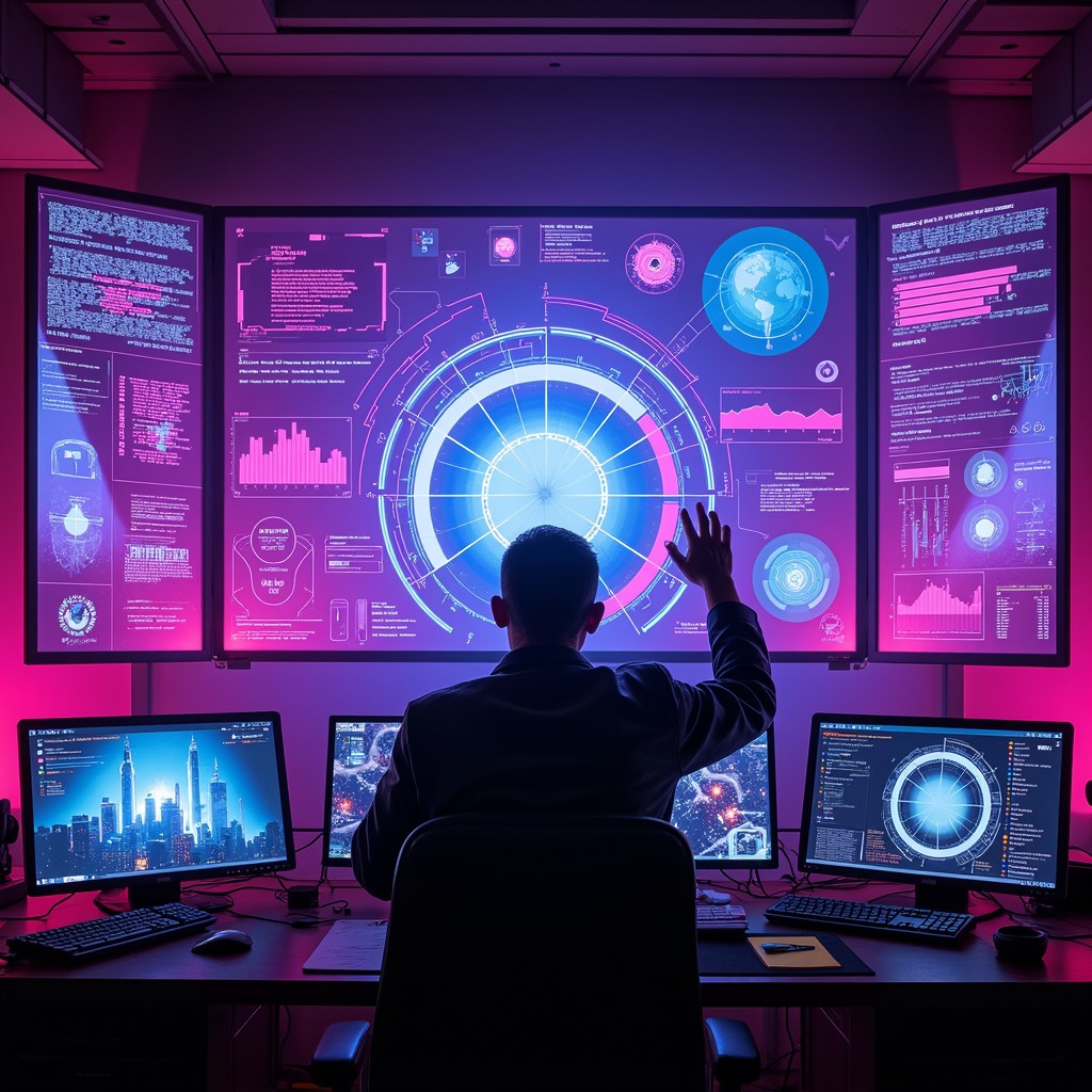 Free Neon Control Center Image - Cyberpunk, Futuristic, Holographic ...