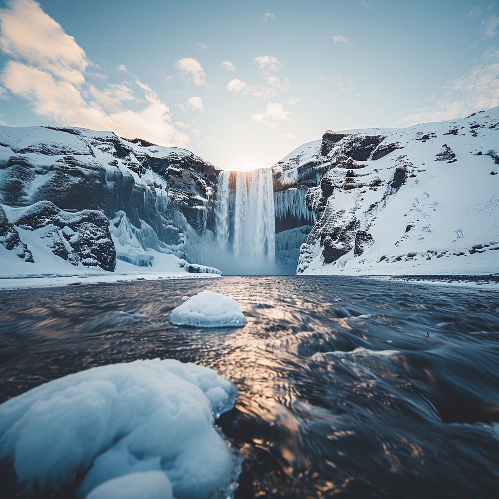 Free Icy Waterfall View Image - Waterfall, Winter, Snow | Download at ...