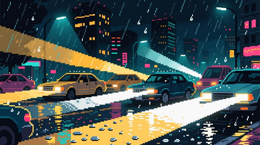 Pixel Nightscape Free Neon Headlight Dreams Photo - Pixel, Art, Cityscape | Download at ...