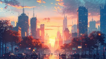 Free Sunset Cityscape Art Image - Sunset, Cityscape, Art | Download at ...