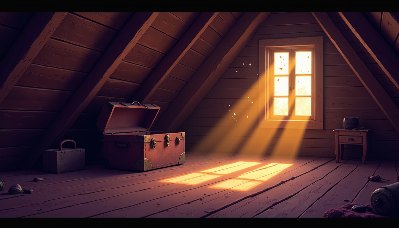 Free Sunlit Attic Treasures Image - Attic, Sunbeams, Trunk | Download ...