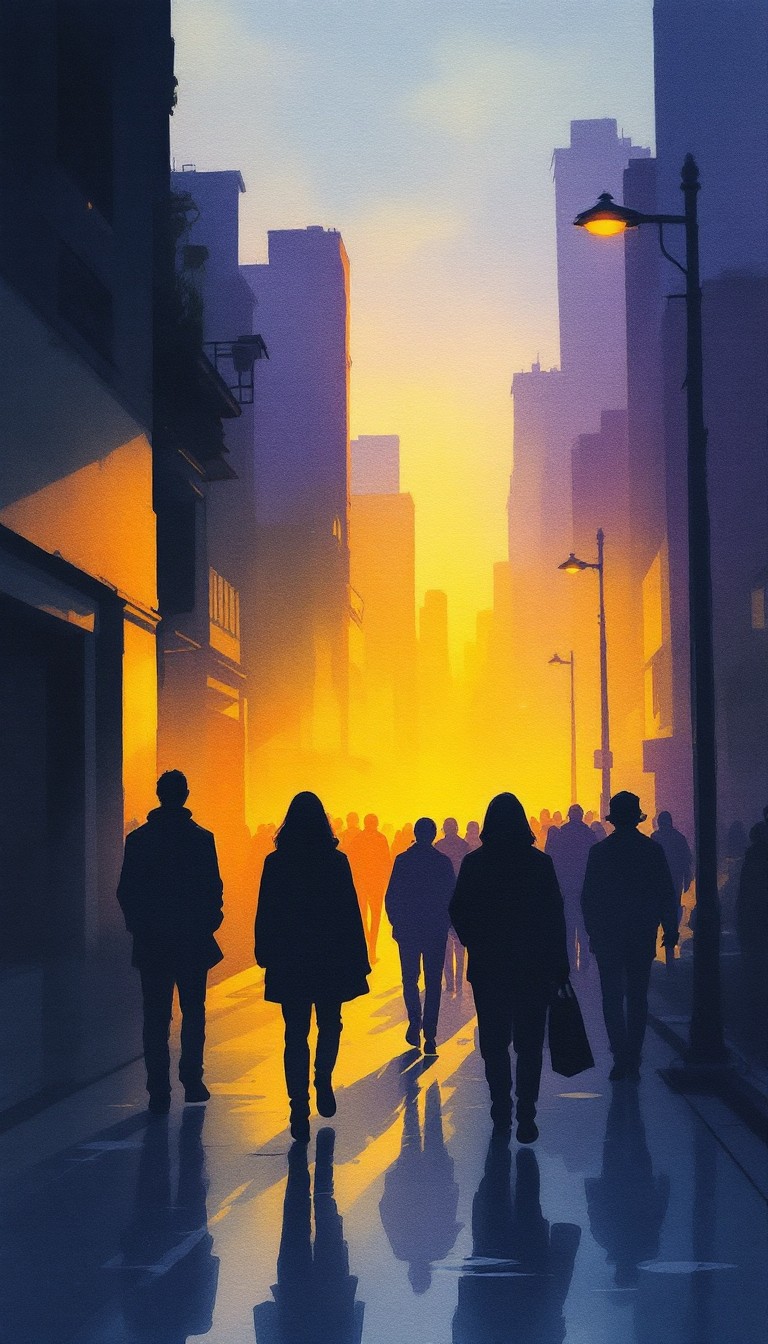 Free City Shadows Walking Image - Watercolor, Urban, Sunset | Download ...