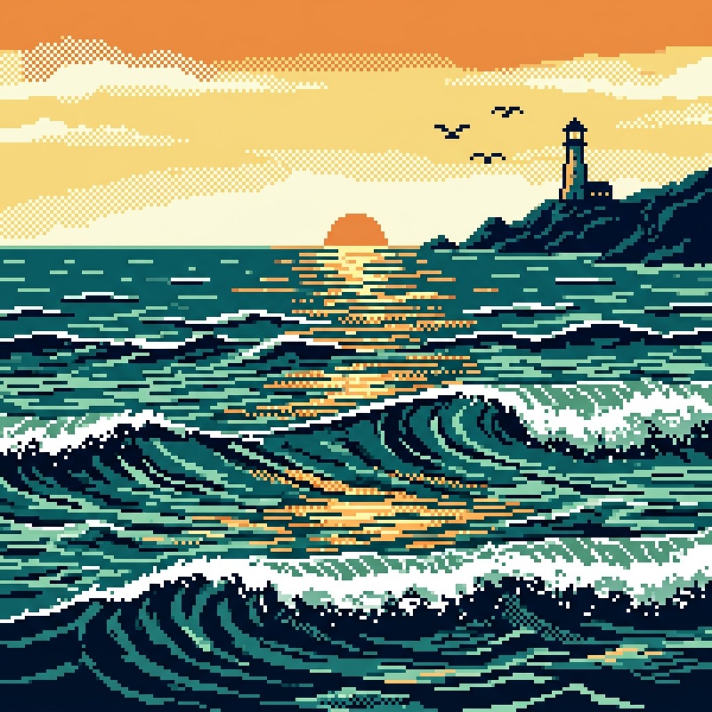 Free Pixel Ocean Sunset Image - Pixel, Ocean, Sunset | Download at ...