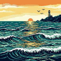 Free Pixel Ocean Sunset Image - Pixel, Ocean, Sunset | Download at ...