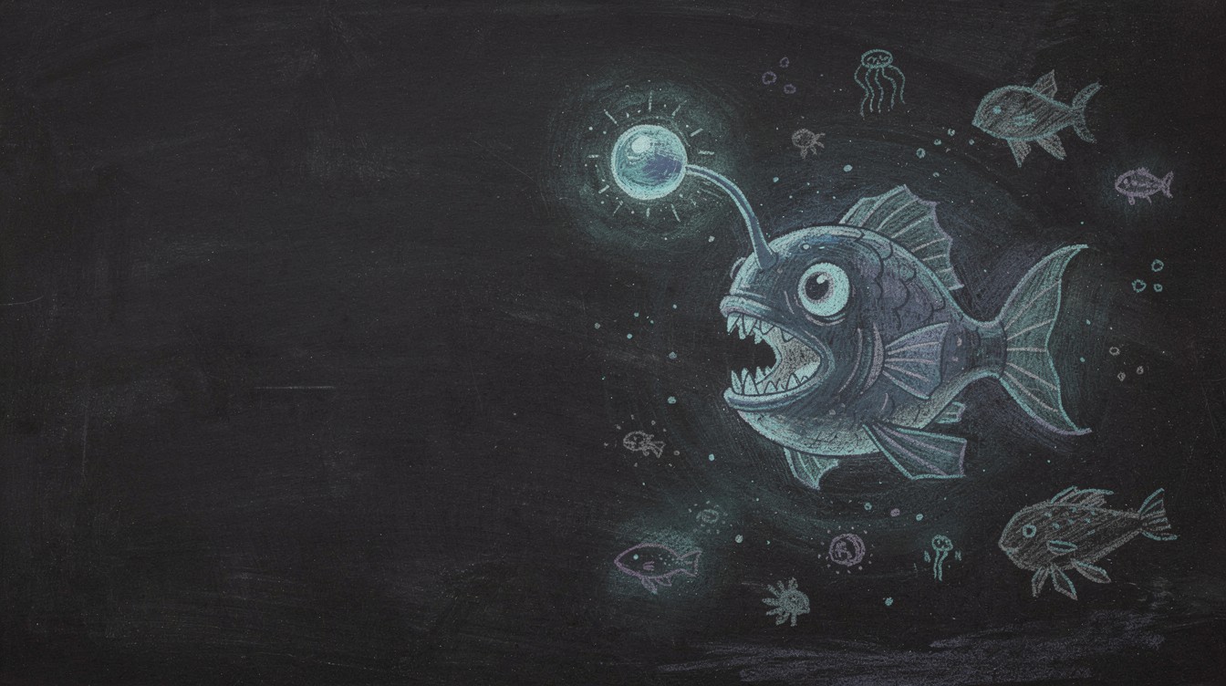 Abyss Fish Animation Free Glowing Abyss Creature Image - Anglerfish, Bioluminescent, Chalk ...
