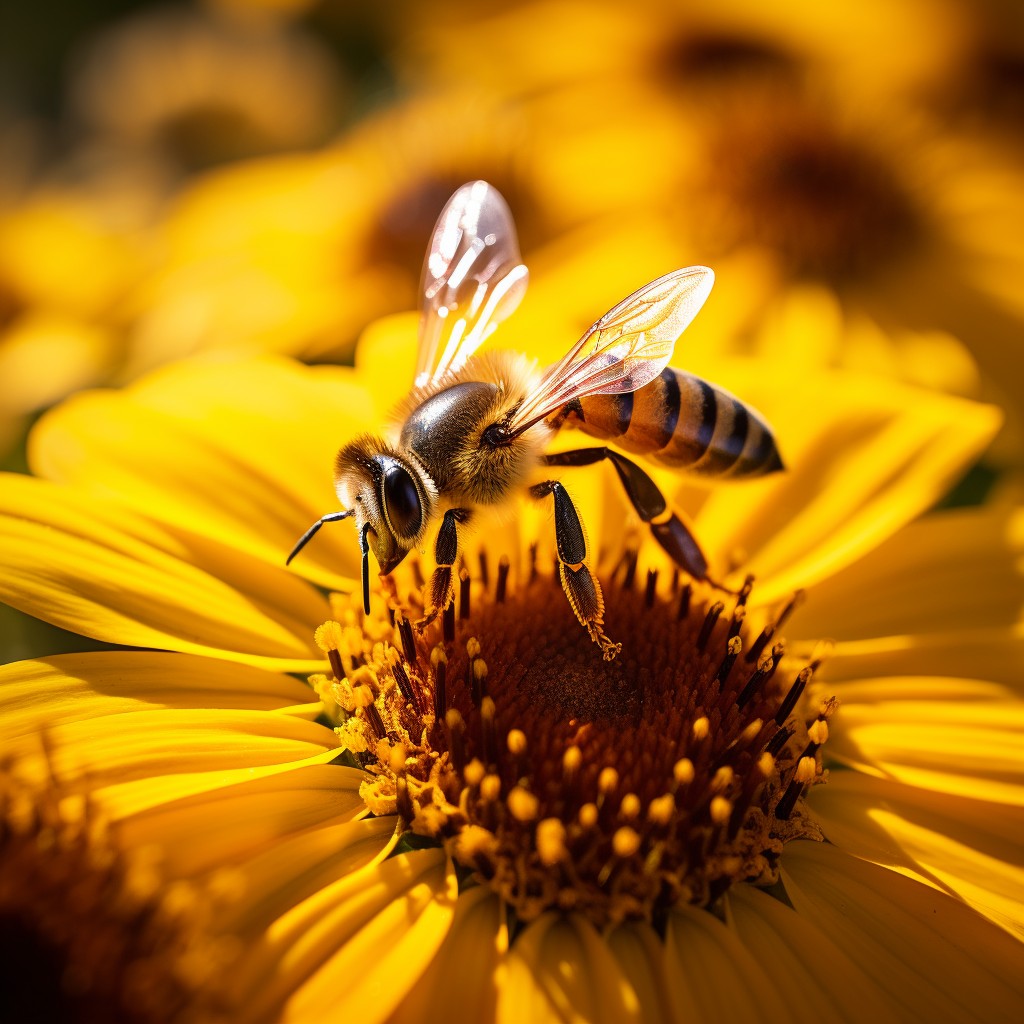 Free Bee on Sunflower Image - Bee, Sunflower, Pollen | Download at ...