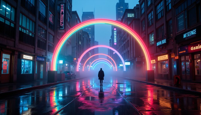 Free Neon Rainbow Portal Image - Cyberpunk, Neon, Rainbow | Download at ...