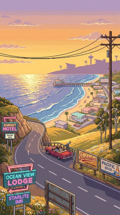 Free Retro Coastal Sunset Image - Pixel, Retro, Vintage | Download at ...