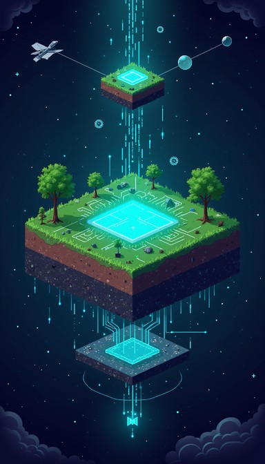 Free Floating Techno Gaia Image - Pixelart, Isometric, Futuristic ...